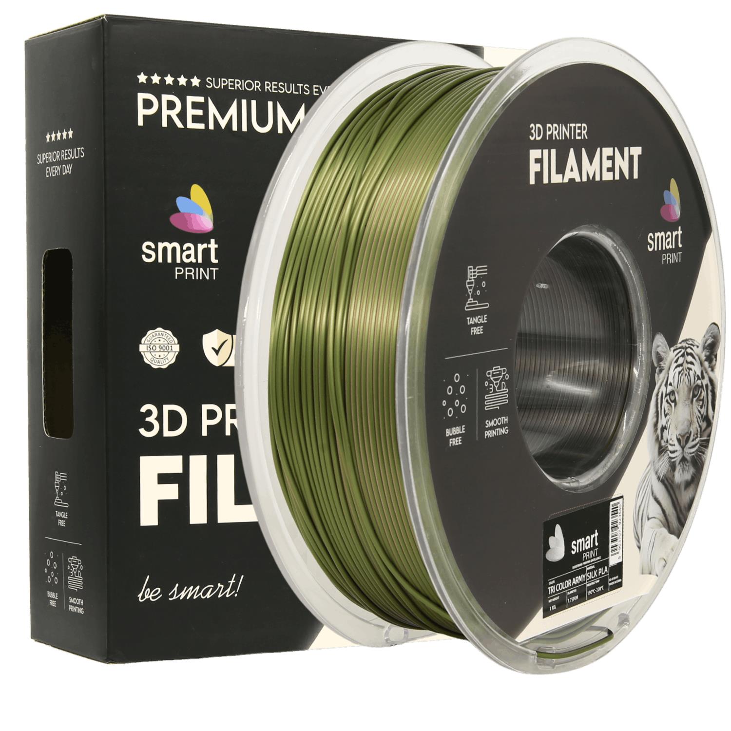 PLA Silk Tri Color Army C/Bobine 1Kg SmartPrint